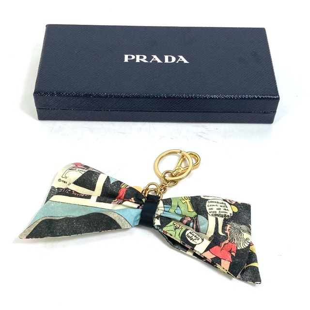 PRADA(プラダ)のプラダ PRADA アメコミ柄 リボン バッグチャーム キーホルダー キャンバス マルチカラー 未使用 レディースのファッション小物(キーホルダー)の商品写真