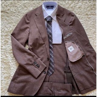 スーツカンパニー(THE SUIT COMPANY)の【美品】スーツセレクトA6セットアップ　ブラウンチェック(セットアップ)