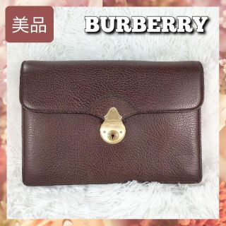 美品 BURBERRY バーバリー セカンドバッグ クラッチバッグ メンズ 茶-