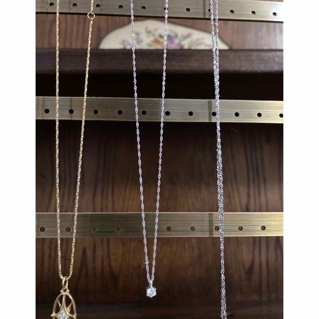 ダイヤ K18wgネックレス40cm - ネックレス