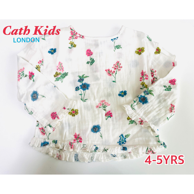 Cath Kidston(キャスキッドソン)のキャスキッズ 4-5才 ふんわり花柄 Ｔシャツ ７分袖 ガーゼ キャスキッドソン キッズ/ベビー/マタニティのキッズ服女の子用(90cm~)(Tシャツ/カットソー)の商品写真