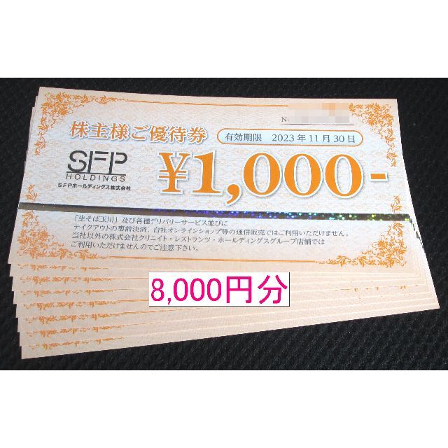 SFP ホールディングス 株主優待　8000円　磯丸水産