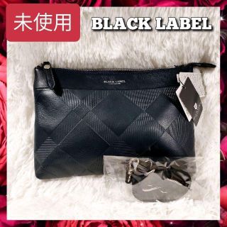 BLAC LABEL CRESTBRIDGE /クラッチバッグ レザー 紺×白-