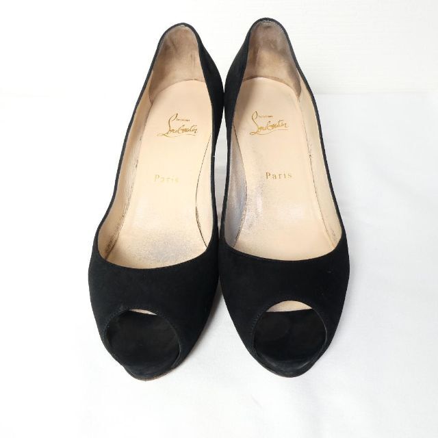 良品 Christian Louboutin スエード オープントゥ パンプス