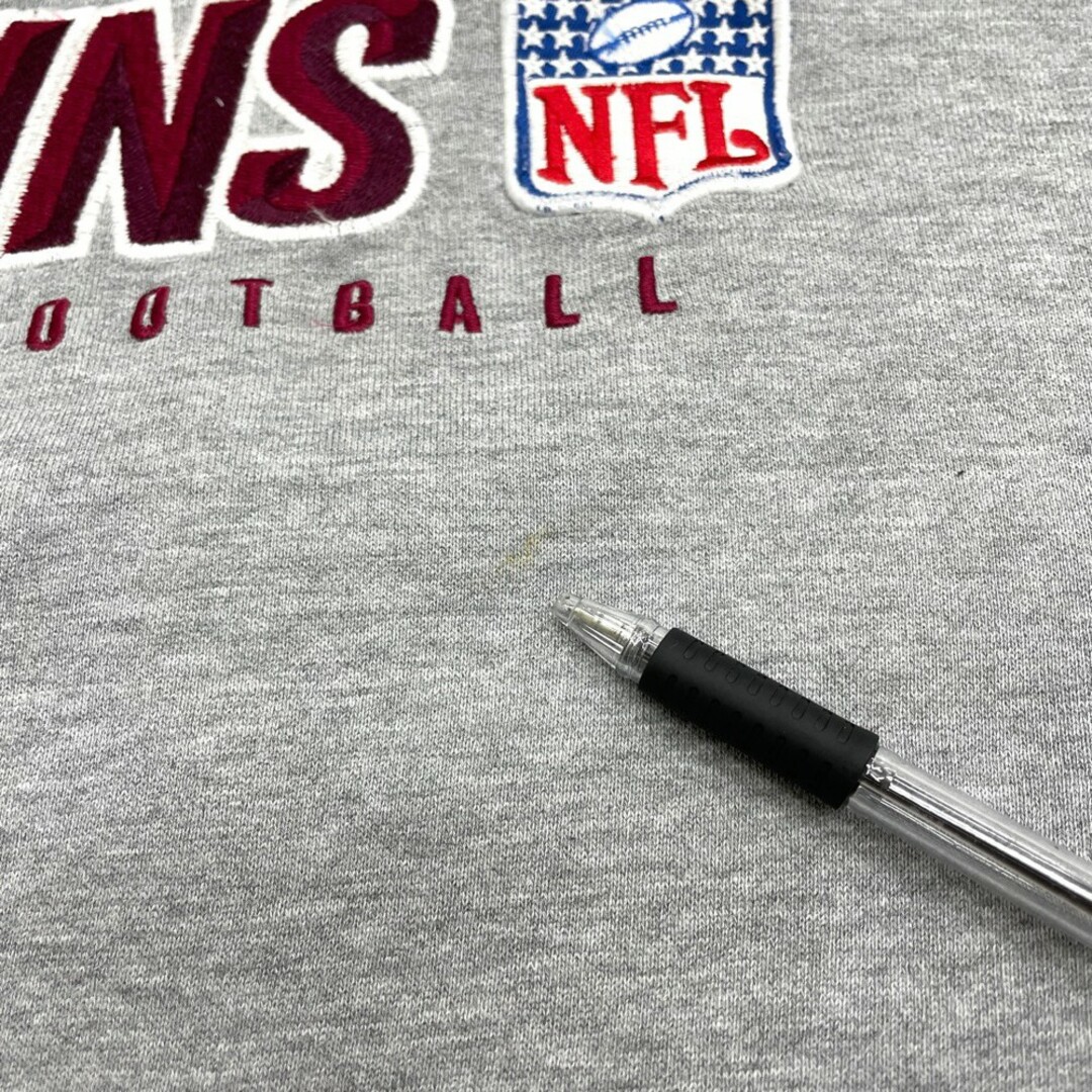 US リーボック Reebok NFL ワシントン レッドスキンズ スウェット パーカー プルオーバー 長袖 カレッジ ロゴ 刺繍 サイズ：メンズ 2XL ビッグサイズ グレー