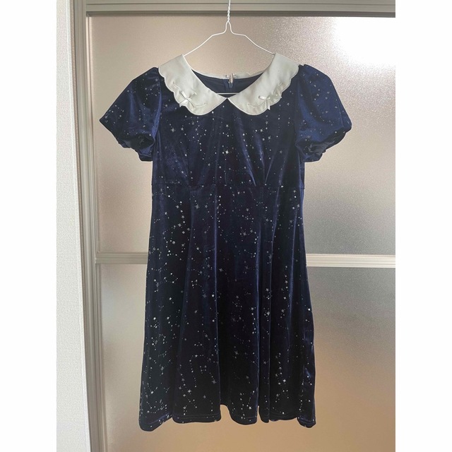 Secret Honey(シークレットハニー)の紺色の星空のヴェルヴェットドレス レディースのフォーマル/ドレス(ミディアムドレス)の商品写真
