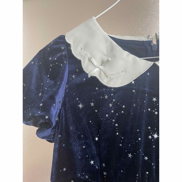 Secret Honey(シークレットハニー)の紺色の星空のヴェルヴェットドレス レディースのフォーマル/ドレス(ミディアムドレス)の商品写真