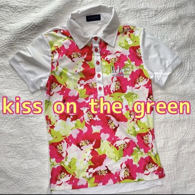 KISS ON THE GREEN ゴルフウェア　花柄ポロシャツ　サイズ2 スポーツ/アウトドアのゴルフ(ウエア)の商品写真