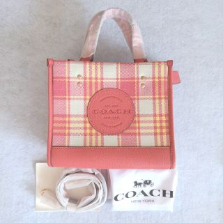 コーチ(COACH)のコーチ COACH デンプシートート ショルダーバッグ ピンク チェック カバン(トートバッグ)