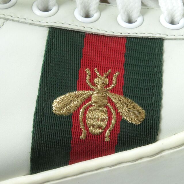 Gucci(グッチ)の美品★GUCCI グッチ 577573 エース プラットフォーム シェリーライン ビー刺繍入り ローカット レザースニーカー/シューズ 白 35 伊製 レディースの靴/シューズ(スニーカー)の商品写真