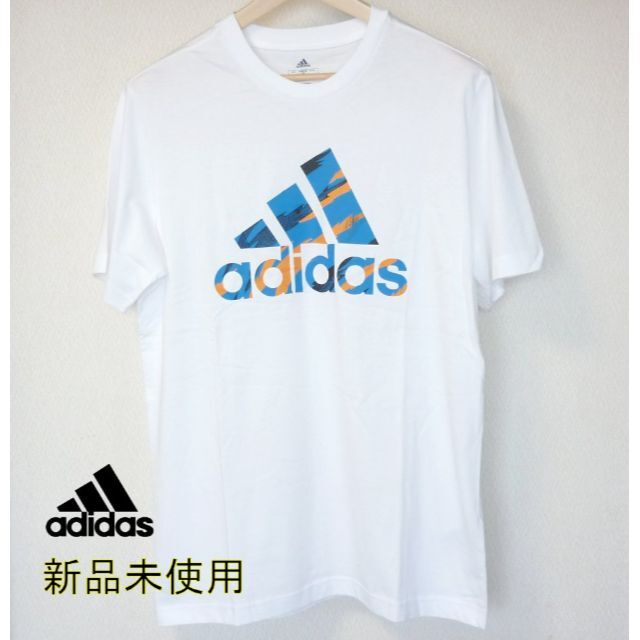 adidas(アディダス)の大きいサイズ◆新品未使用◆(2XL)(XO)アディダス白/ホワイト ロゴTシャツ メンズのトップス(Tシャツ/カットソー(半袖/袖なし))の商品写真