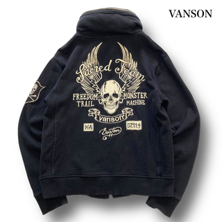 【VANSON】バンソン ジップパーカー フライングスカル刺繍 