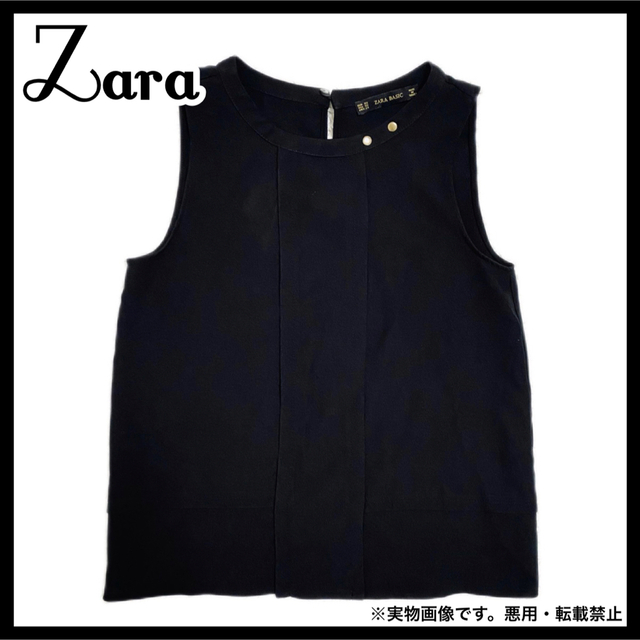 ZARA(ザラ)のZARA ゴールドボタン 袖無し トップス カットソー シャツブラウスBlack レディースのトップス(シャツ/ブラウス(半袖/袖なし))の商品写真