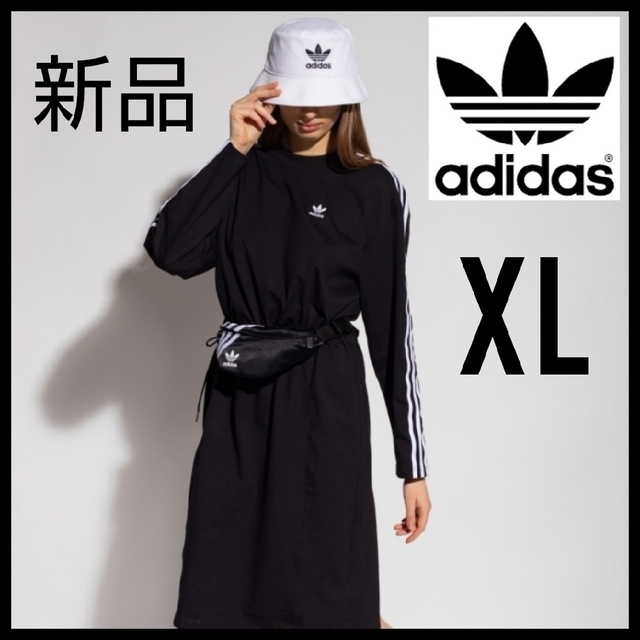 adidas(アディダス)の【新品！ゆったりフィット】adidas★ワンピース★チュニック★ドレス★黒★XL レディースのワンピース(ひざ丈ワンピース)の商品写真