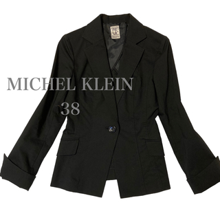 ミッシェルクラン(MICHEL KLEIN)のMICHEL KLEIN テーラードジャケット　ブラック　サイズ38 薄手(テーラードジャケット)
