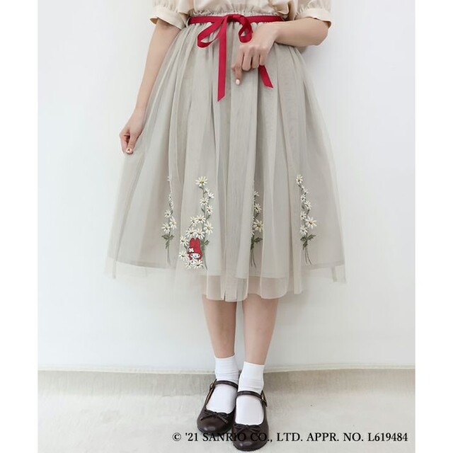 フィルムエフ 刺繍フラワーデザインロングタイトスカートスカート 