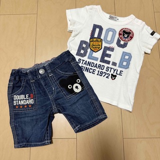 ダブルビー(DOUBLE.B)のミキハウスDOUBLE.B 半袖Tシャツ･ハーフパンツ80cmセット②(Ｔシャツ)