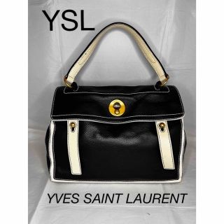 サンローラン(Saint Laurent)のセール　イヴサンローラン ミューズトゥ YSL  バッグ レザー トート　白黒 (ハンドバッグ)