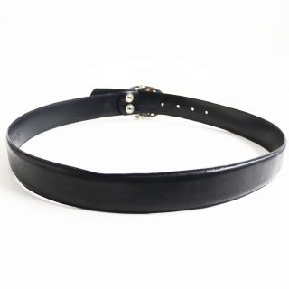 良品●CHROME HEARTS クロムハーツ レザー クラシックオーバルクロス  スターリングシルバー ベルト ブラック×シルバー 36 メンズ q11-st30303-668