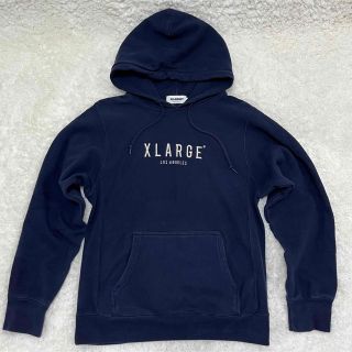 エクストララージ(XLARGE)のX-large スウェットパーカー フーディー Sサイズ　センターロゴ　刺繍(パーカー)