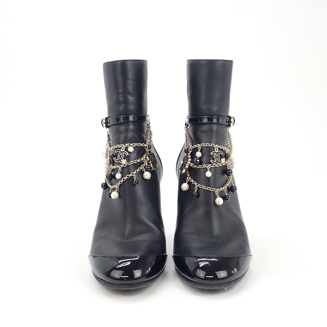 中古】【Aランク】CHANEL シャネル レザー ブーツ サイズ36 1/2 日本