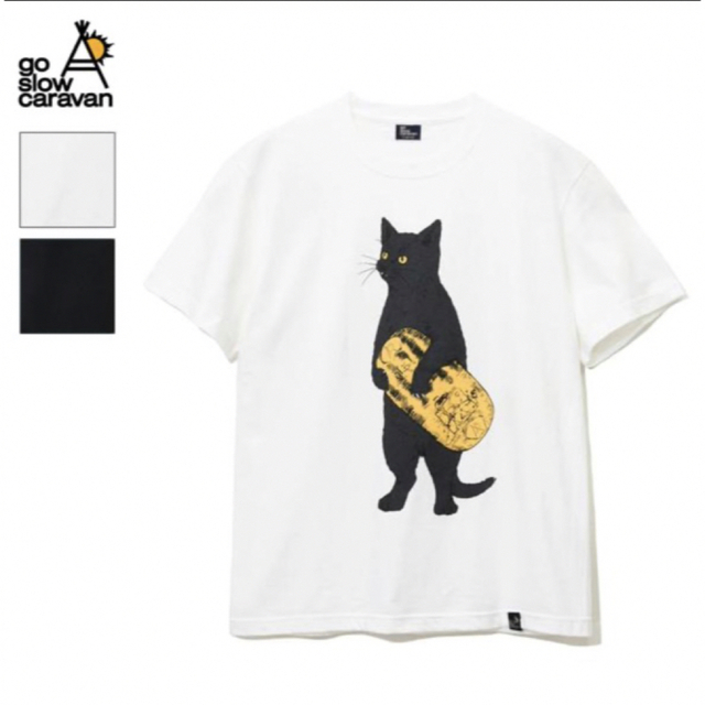 【go slow caravan】猫に小判TEE（MENS）ホワイトMサイズ