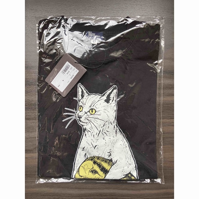 【go slow caravan】猫に小判TEE（MENS）ブラックMサイズ