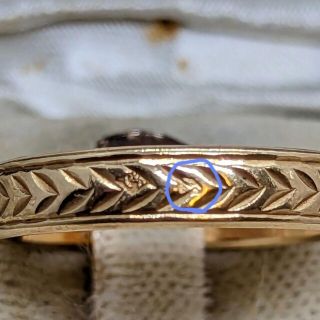 フランス ヴィンテージ 彫金のエタニティリング 18金 13号弱の通販