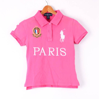 ラルフローレン(Ralph Lauren)のラルフローレン 半袖ポロシャツ ビッグポニー ナンバー5 パリ トップス USA製 コットン100% レディース Mサイズ ピンク RALPH LAUREN(ポロシャツ)