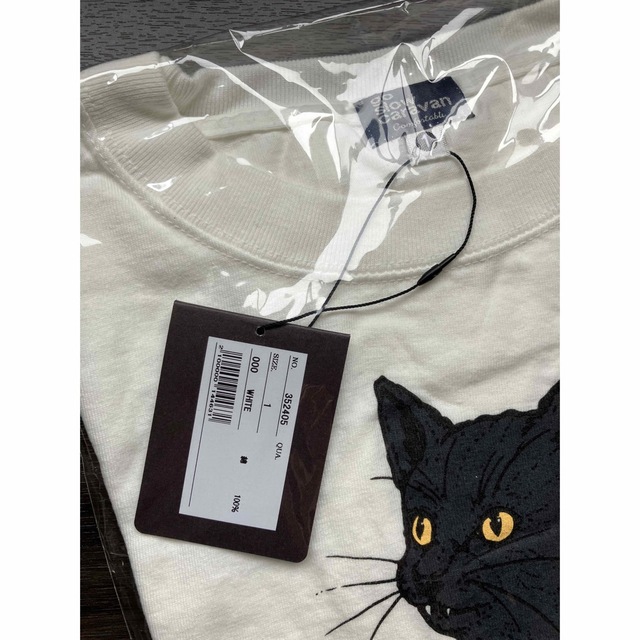 【go slow caravan】猫に小判TEE（MENS）ホワイトMサイズ