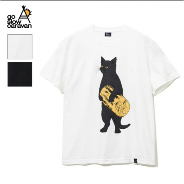 【go slow caravan】猫に小判TEE（MENS）ホワイトMサイズ