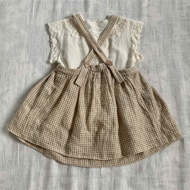 SOOR PLOOM(ソーアプルーム)のSoor Ploom ＊チェック＊吊りスカート＊4y キッズ/ベビー/マタニティのキッズ服女の子用(90cm~)(スカート)の商品写真