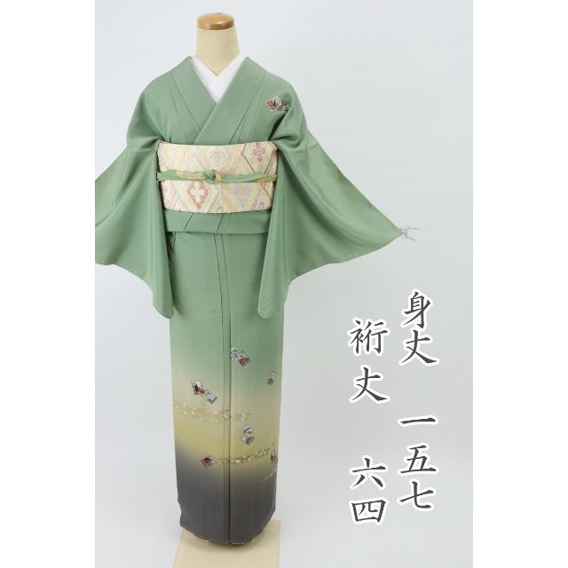 付け下げ訪問着*袷着物 染分け 刺繍百人一首模様 12HG24 | フリマアプリ ラクマ