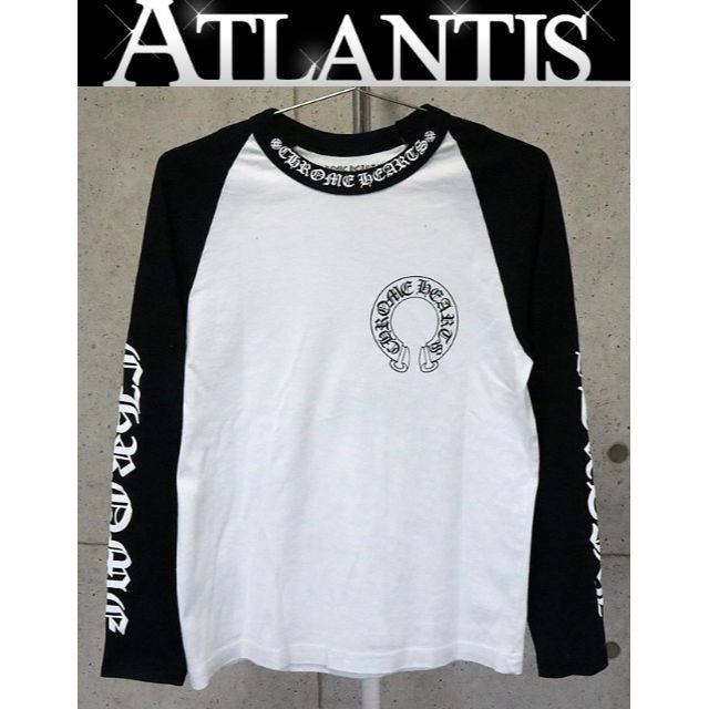 驚きの値段 Chrome Hearts 91247 黒/白 M 長袖 ホースシュー ラグラン クロムハーツ 銀座店 Tシャツ+カットソー(七分+長袖) CHROME HEARTSクロムハーツ Tシャツ M 長袖 黑