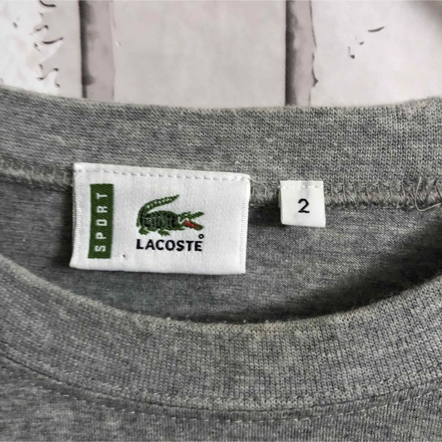 LACOSTE(ラコステ)のラコステ　Tシャツ　刺繍ワンポイント　無地　グレー　古着　LACOSTE メンズのトップス(Tシャツ/カットソー(半袖/袖なし))の商品写真