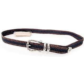 アザー(other)のイタリア製 LEATER×COTTON MESH BELT 9018 110 紺(ベルト)