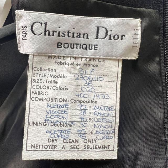 Christian Dior(クリスチャンディオール)の【希少】Christian Dior 白襟ワンピース ブラック 38 レース レディースのワンピース(ひざ丈ワンピース)の商品写真