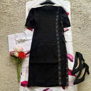 【希少】Christian Dior 白襟ワンピース ブラック 38 レース