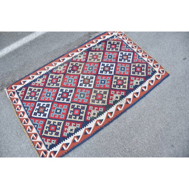 84.4×136.5cm トルコ 絨毯 ラグ キリム ヴィンテージ アンティーク