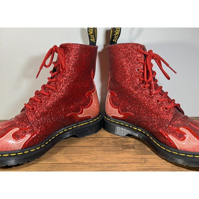 希少！美品 Dr.Martens マーチン ラメ ファイヤー 8ホールブーツ 赤-