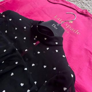 【美品】kate spade ハート柄ティアードワンピース ブラック 0 S