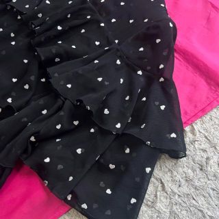 【美品】kate spade ハート柄ティアードワンピース ブラック 0 S