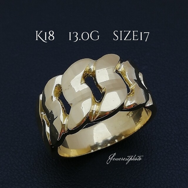 K18✨金のチェーンデザインリング✨新品仕上げ済み✨メンズ&レディースO.K.