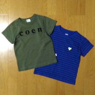 コーエン(coen)の100cm☆coen/UNIQLO Tシャツ ボーダー カーキ 2点セット(Tシャツ/カットソー)