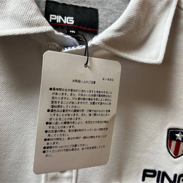 PING(ピン)のping ピン　ゴルフウェア　ポロシャツ　ホワイト　白　半袖 スポーツ/アウトドアのゴルフ(ウエア)の商品写真