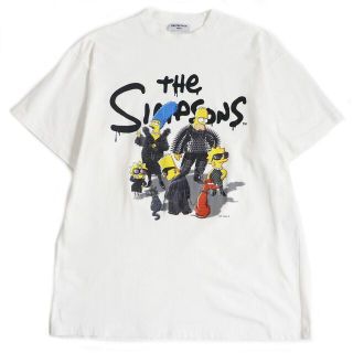 極美品□22SS BALENCIAGA バレンシアガ×ザ・シンプソンズ 676589 クラックプリント オーバーサイズ 半袖Tシャツ ホワイト L 正規品 メンズ　t04-st30329-783