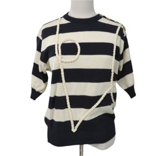 レッド系 美品 90s CELINE セリーヌ 半袖ニットセーター 総柄