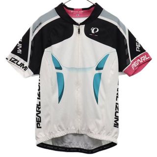 パールイズミ(Pearl Izumi)のパールイズミ 日本製 総柄 サイクリングジャケット BL ホワイト×ブラック PEARL izuMi 半袖 ジップアップジャケット レディース 【中古】  【230523】 メール便可(ウエア)