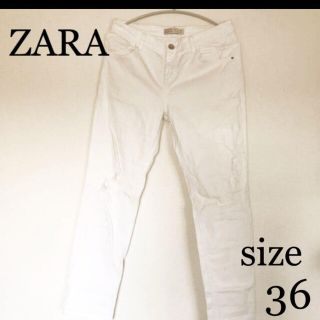 ザラ(ZARA)のダメージデニム ホワイト(デニム/ジーンズ)