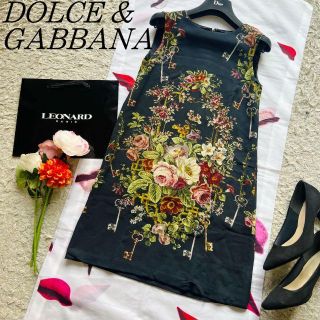 DOLCE&GABBANA - 【美品】DOLCE&GABBANA 総柄ワンピース ブラック ...